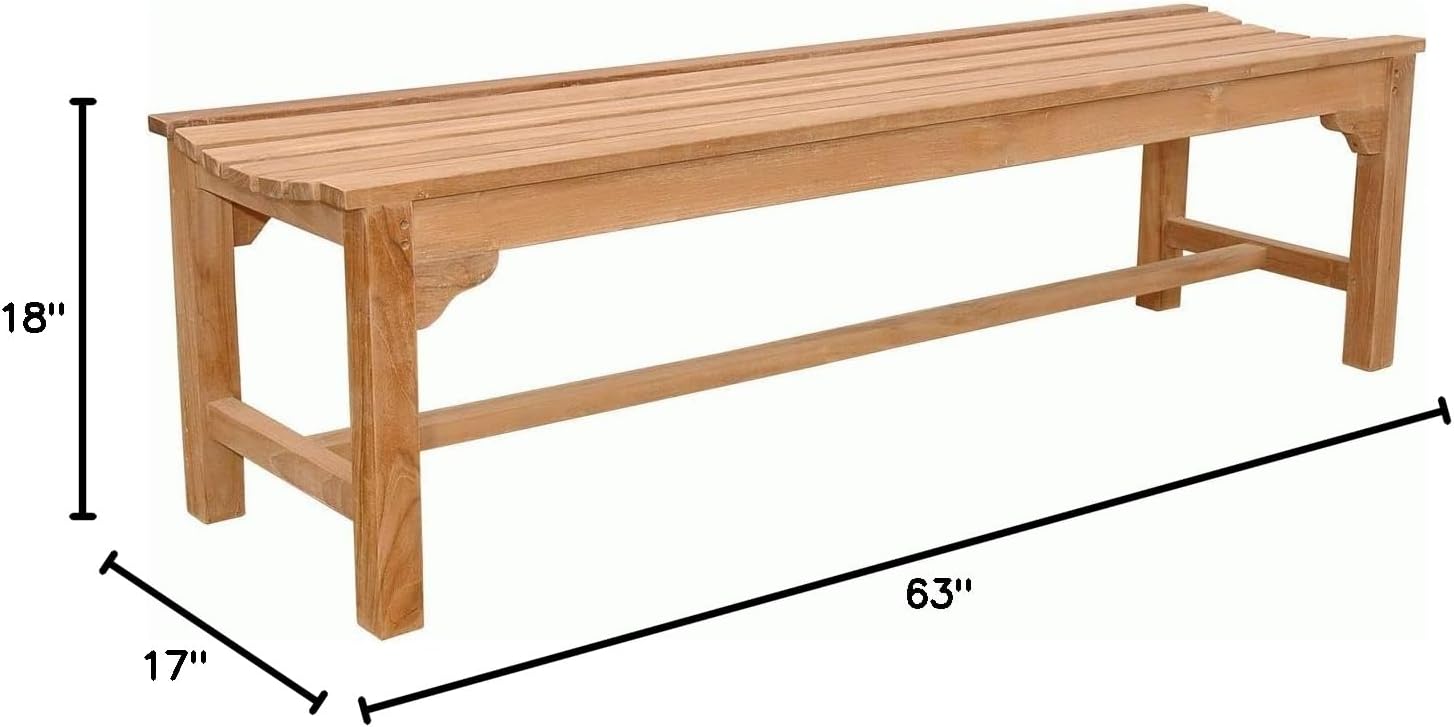 Anderson Teak BH-067B - No Cushion Hampton 3-Seater Backless Bench