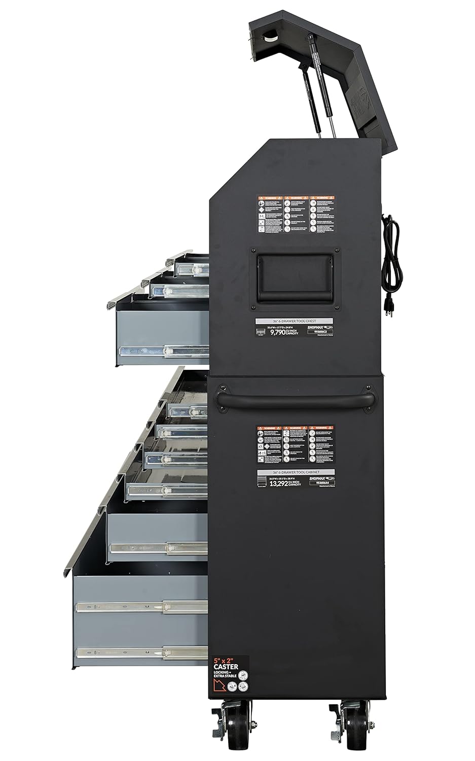 93606C2-06A4 36″ 12-Drawer Tool Chest and Rolling Cabinet Combo, Black