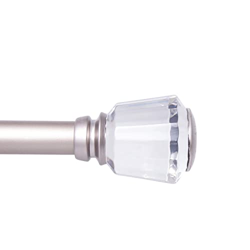 Kenney KNM85982 Cersei Clear Geometric End Premium Decorative Window Curtain Rod, 36-66