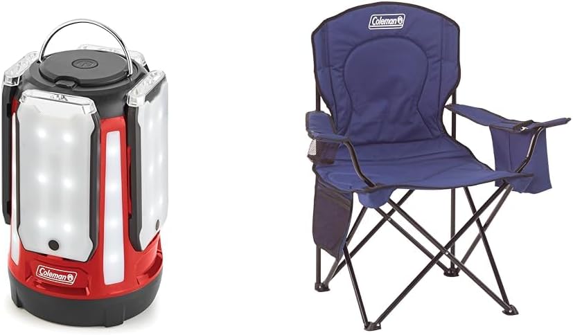 Coleman Rechargeable 800 Lumen Magnetic Light Panel Lantern and Folding Camping Chair with Built-in 4-Can Cooler