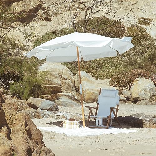 Business & Pleasure Co. Amalfi Umbrella - 7.2' Boho Beach Umbrella - Large & Sturdy Yet Lightweight - UPF 50+ UV-Resistant Canvas