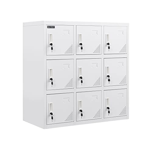 Metal Locker Office Storage Locker Home Steel Locker School Storage Organizer, Storage Cabinet for Kids Students Employee (W9D) (Full White)