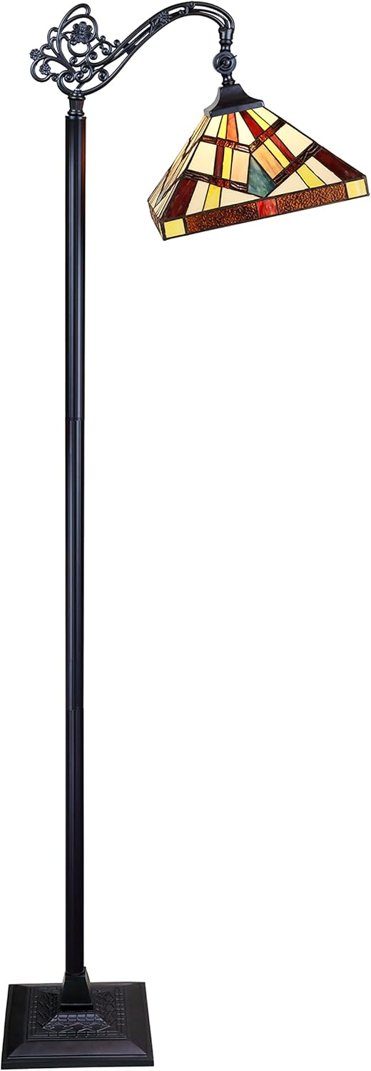 Chloe Lighting Vincent Tiffany-Style Blackish Bronze 1-Light Mission Reading Floor Lamp 11