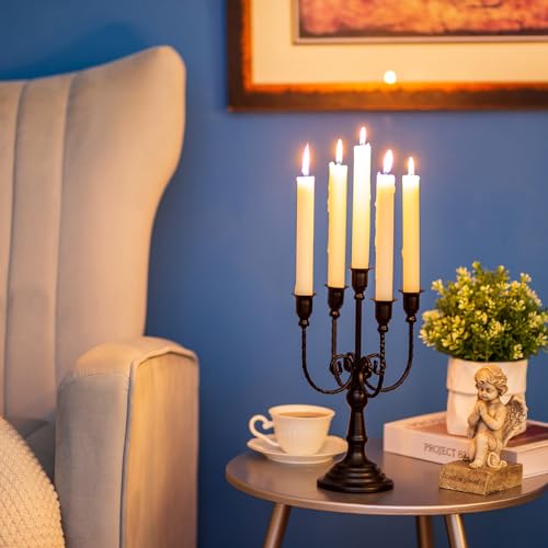 Sziqiqi Candelabra Candle Holder Gold Set of 6-5-arm Metal Candlestick Holders for Taper Candles for Centerpieces Table Wedding Christmas Fireplace Decor Birthday