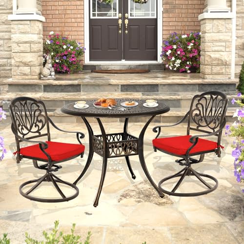 3 Piece Outdoor Patio Dining Set,Cast Aluminum Patio Furniture Set for Backyard Garden Deck Poolside,35.4