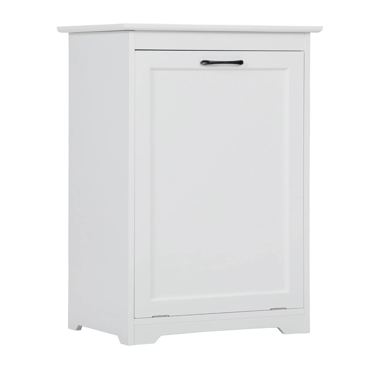 Wooden Tilt Out Trash Cabinet Kitchen Trash Can Rack Garbage Recycling Bucket Kitchen Cabinet, Hidden Garbage Cabinet with Angle Adjustable Door, Holds 13 Gallons, White