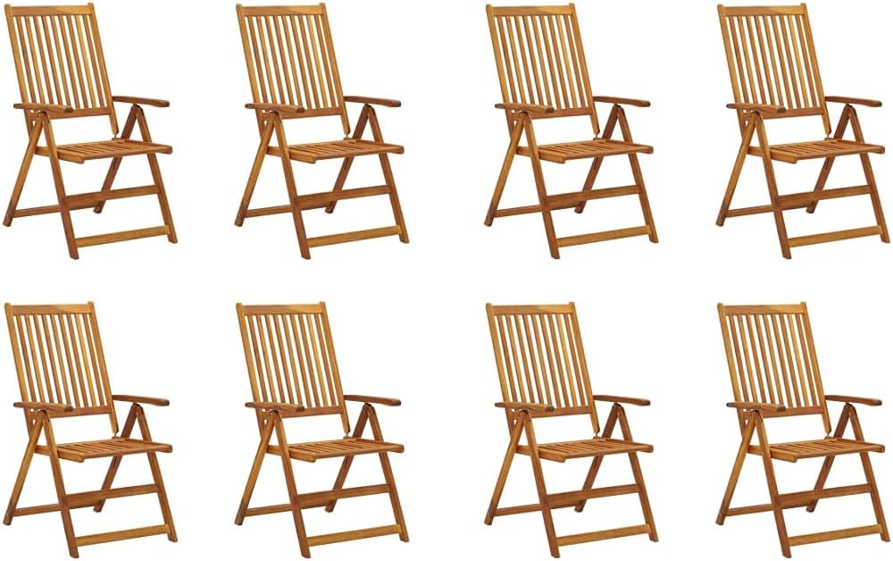 Folding Patio Chairs with Cushions 8 pcs Solid Acacia Wood, Patio Dining Chairs, Outdoor Patio Chairs Set for Garden, Balcony, or Poolside