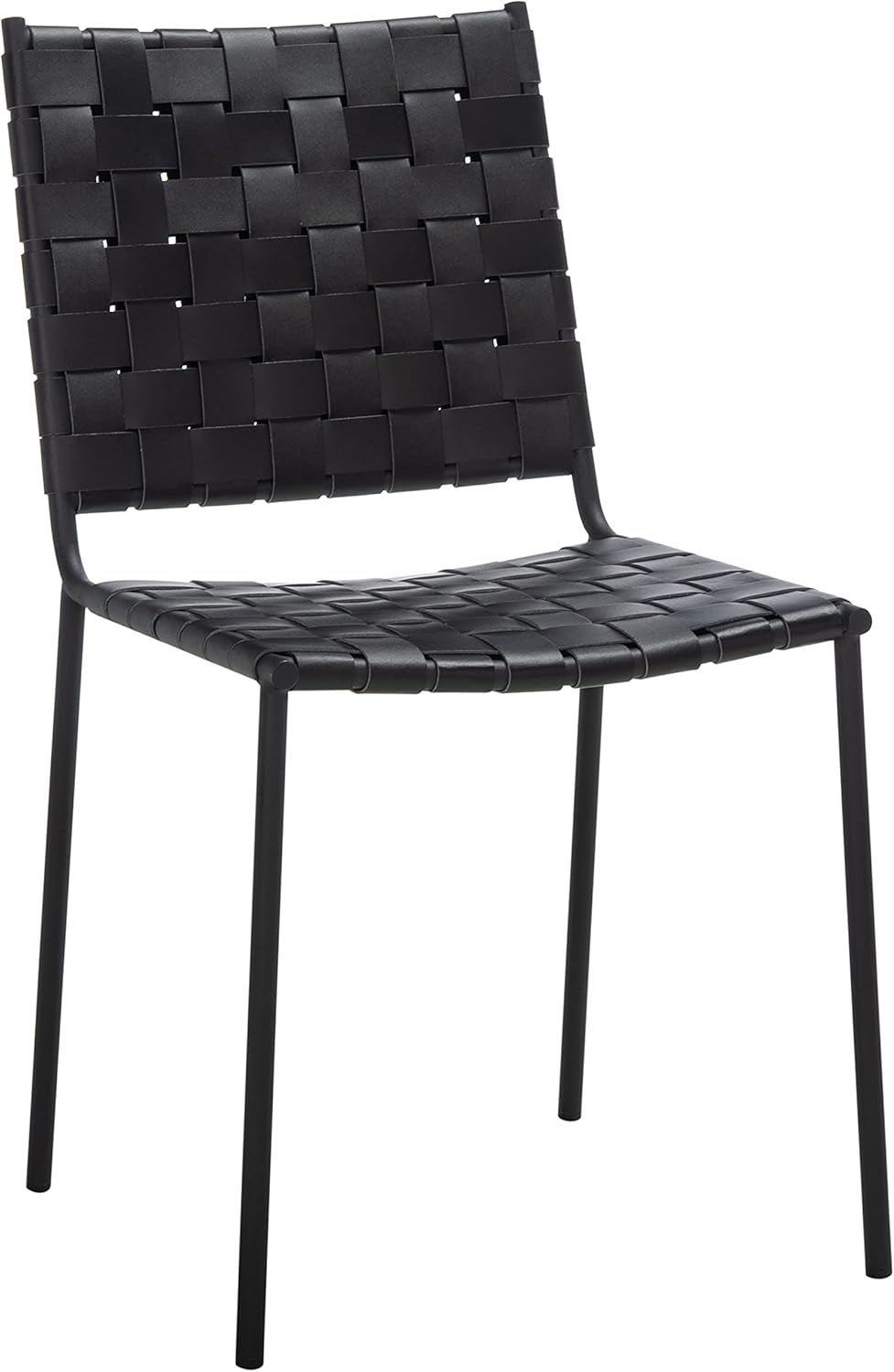 Safavieh Home Collection Wesson Black Woven Leather Dining Chair (Set of 2) -Fully Assembled DCH3005F-SET2