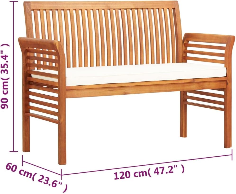 2-Seater Patio Bench, Entryway Bench Shoe Bench Ottomans Decorative Bench Suitable for Outdoors Living Room Yard Entryway, with Cushion 47.2