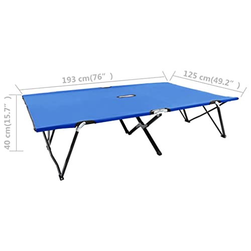 Two Person Folding Sun Lounger Blue Steel,Double Patio Camping Cot for Comfort and Durability Sun Loungers, Chaise Lounges, Patio Furniture