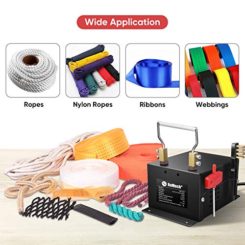 ROMECH 120W Adjustable Electric Rope Cutter, Hot Knife Thermal Blade, Bench Mount Cutting Tool Kit for Braid Fabric Webbing Belting Ribbon (120W, RM-025)