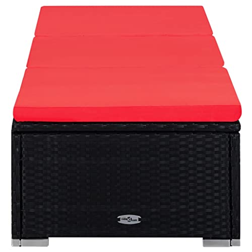 XAVIER Patio Chaise Lounges Beach Lounge Lawn Chair Sun Chair 3 Piece Patio Sun Loungers with Tea Table Poly Rattan Brown Suitable for Beach, Patio, Backyard, Poolside, Outdoor