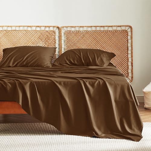 Bedsure Queen Sheet Set, Cooling Sheets for Queen Size Bed Set, Rayon Derived from Bamboo, Breathable & Soft Deep Pocket Up to 16