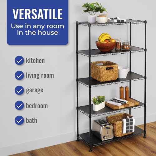 SafeRacks NSF Certified Storage Shelves, Heavy Duty Steel Wire Shelving Unit with Wheels and Adjustable Feet, Used as Pantry Shelf, Garage or Bakers Rack Kitchen Shelving - (18