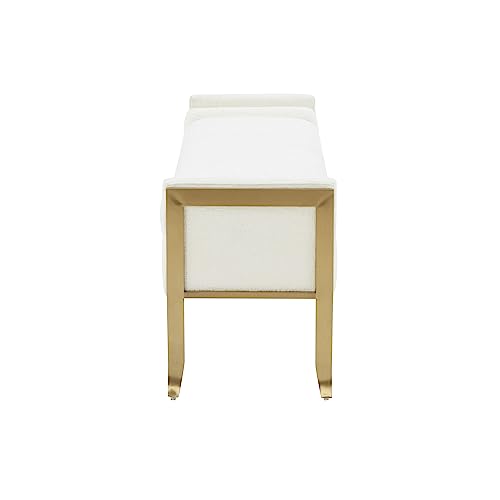 Tov Furniture INES Cream Textured Velvet Bench