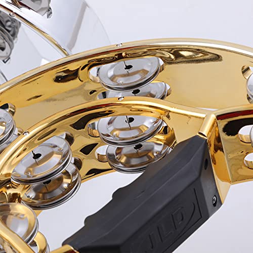 4 Pack Tambourine for Adults, Handheld Tambourine with Metal Jingles, Tamborines Musical Instrument, Half Moon Percussion Tambourines, Double Row Tambourine for Church, Party, KTV, Kids