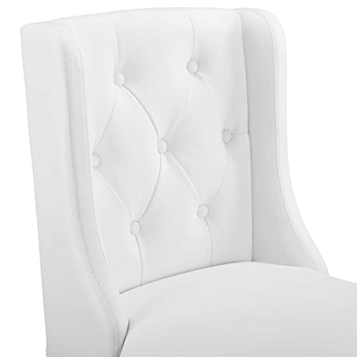 Modway Baronet Tufted Button Faux Leather Bar Stool in White
