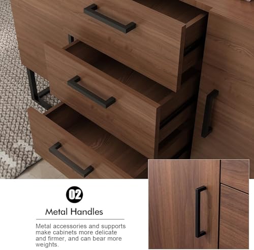 CANMOV Sideboard Storage Cabinet, Modern Coffee Bar Cabinet with Shelves & 2 Doors, Buffet Cabinet with Storage for Kitchen, Dining Room, White