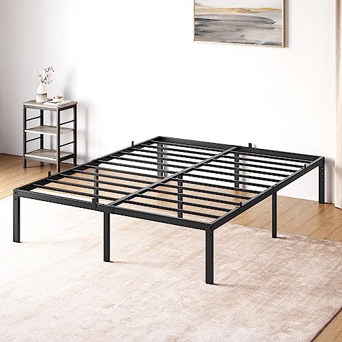 IDEALHOUSE 14 Inch Full Bed Frame with Storage,Metal Platform Full Bed Frame No Box Spring Needed Steel Slat Support Easy Assembly (Full)