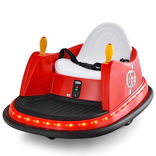 Costzon Bumper Car for Kids, 12V Electric Toddler Bumping Car with Remote Control, Dual Joysticks, 360 Spin, Music, Flashing Lights, Slow Star, Kids Bumper Car Ride on Toy for Boy Girl Gift (Purple)