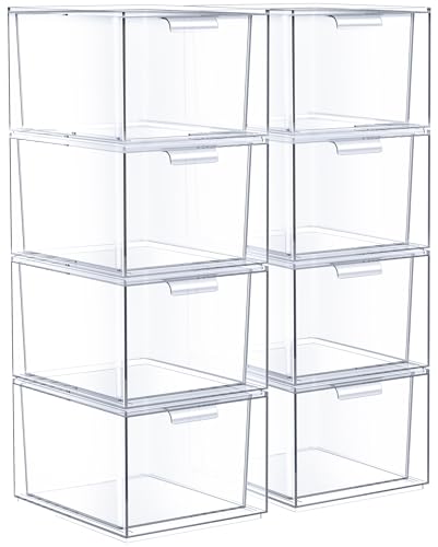 Sorbus Stackable Acrylic Drawers - Clear Make Up Organizers for Vanity - 2 Plastic Storage Bins for Room Decor, Bathroom Organization and Storage, Office Supplies, Makeup Drawer Organizer, Undersink