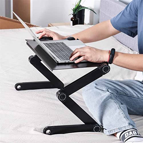 Adjustable Laptop Desk Stand Portable Laptop Table Cooling Fan Computer Notebook PC Holder with Mouse Pad Tray Bed Sofa (D 16.5