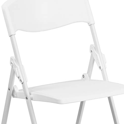 Flash Furniture HERCULES Series 500 lb. Capacity Heavy Duty White Plastic Folding Chair with Built-in Ganging Brackets
