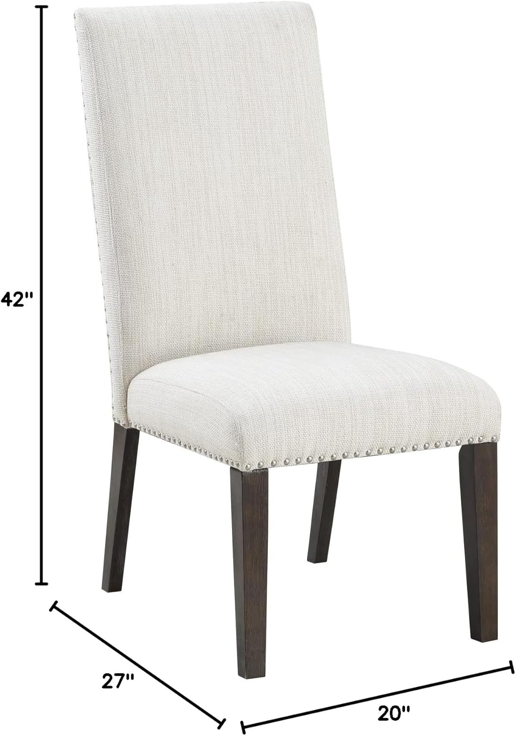 Steve Silver Upholstered Classic Styling, Dusty Charcoal Finish, Cream Fabric, Hutchins Dining Collection, Set of 2 Side Chair