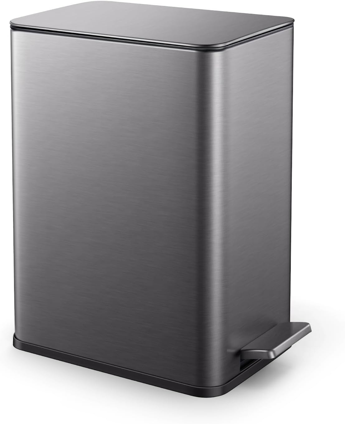 Cesun Bathroom Trash Can with Lid -2.6 Gallon Slim Stainless Steel Garbage Can, Narrow Step Trash Can with Soft Close for Bathroom, Office, Bedroom, Charcoal