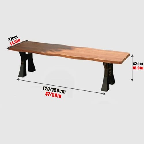 Garden Outdoor Bench, Solid Wood Garden Bench w/Backrest, Cast Aluminium Frame, Choice of Colours, Suitable, Indoor or Outdoor Use for Patio, Park, Porch and Lawn(Color:Brown,Size:47x14.5x29.1i