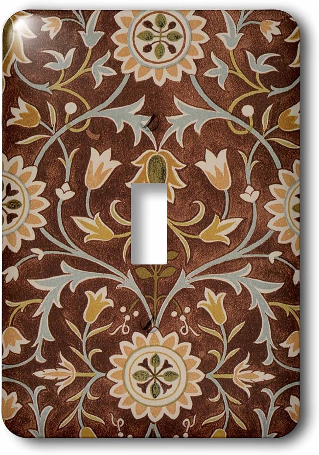 3dRose lsp_243616_1 Image of William Morris Little Flower in Brown Olive and Gold Single Toggle Switch