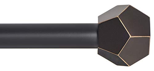 Ivilon Drapery Treatment Window Curtain Rod - Faceted Hexagonal 1 inch Pole. 28 to 48 Inch. Satin Nickel