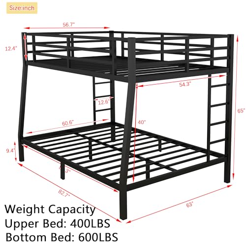 Bellemave Full Bunk Bed with Desk and Drawers, Full over Full, Black