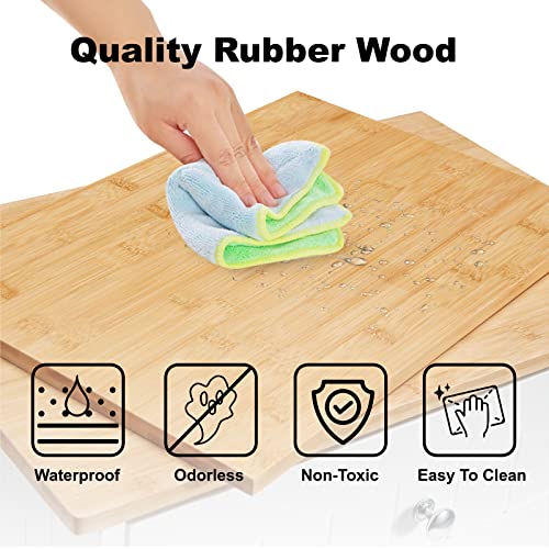 Tilt Out Trash Cabinet, Kitchen Freestanding Wood Recycling Trash Cabinet with Drawer & Cutting Board, Recycling Cabinet with Hideaway Drawer, 10 Gallon Tilt Out Trash Cabinet Kitchen(White)