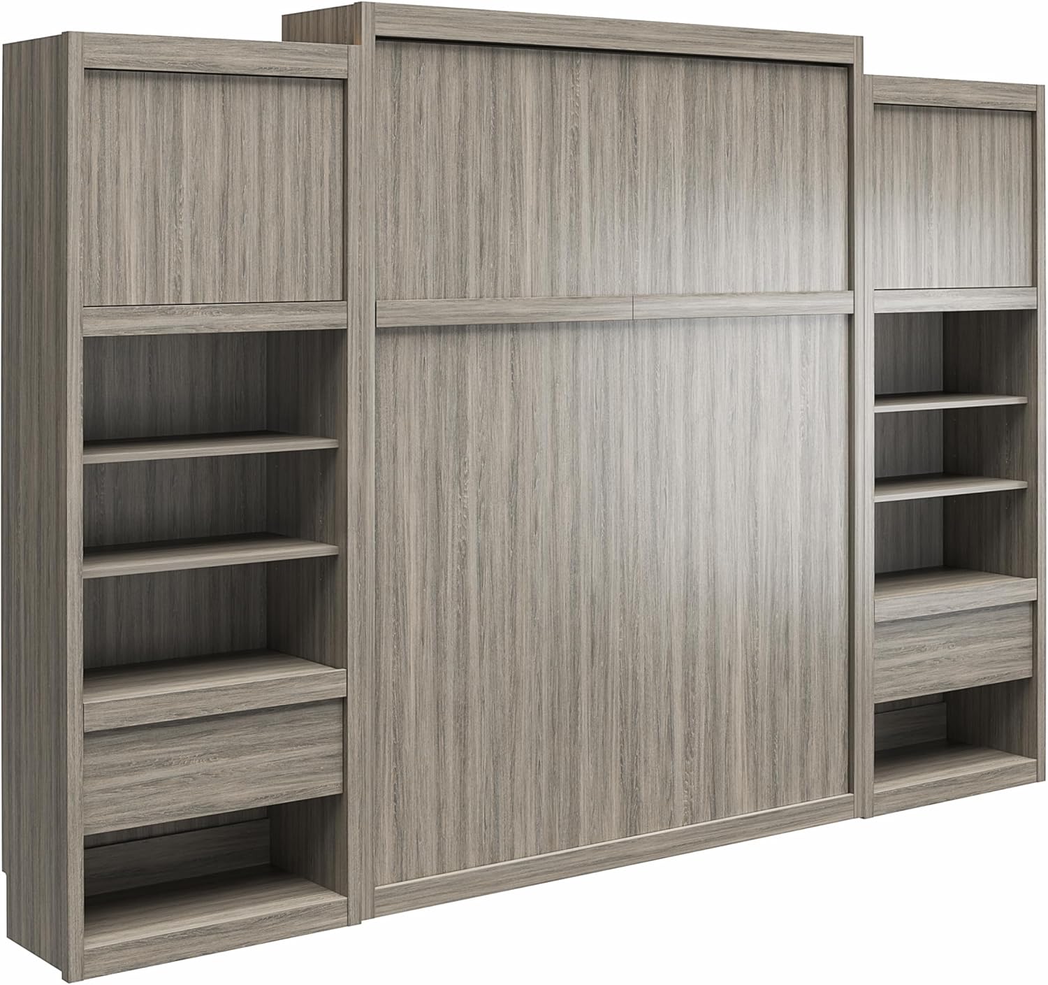 Signature Sleep Paramount Queen Wall Bed & 2 Side Cabinet Bundle in Gray Oak