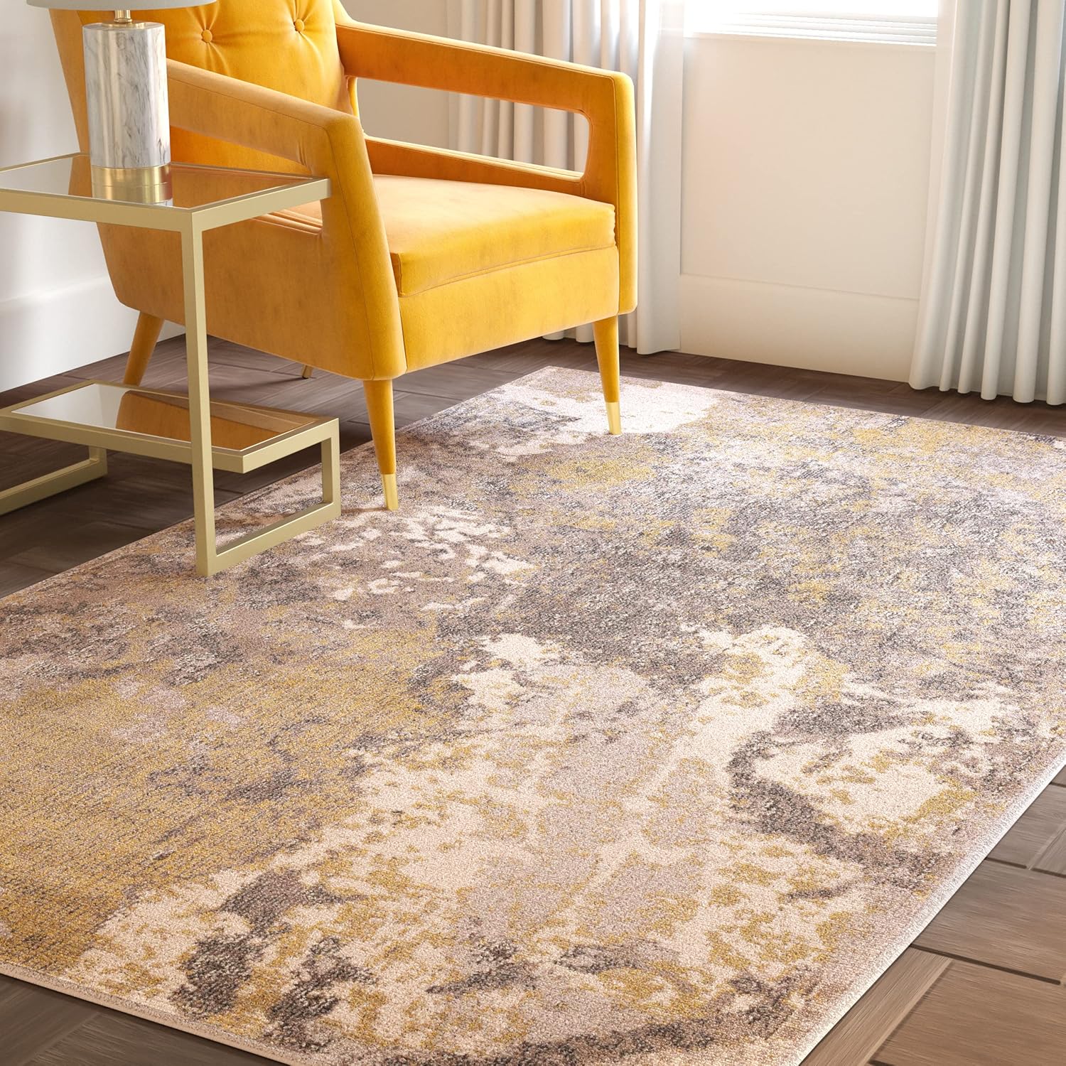 SAFAVIEH Monaco Collection 9' x 12' IvoryGrey MNC219S Modern Abstract Non-Shedding Living Room Bedroom Dining Home Office Area Rug