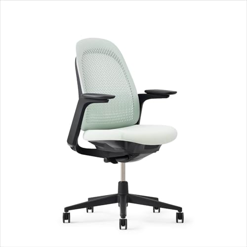 Haworth Breck Office Chair - Ergonomic Desk Seat with Height-Adjustable Lumbar Support, Black Trim, and 4D-Arms (Coal)