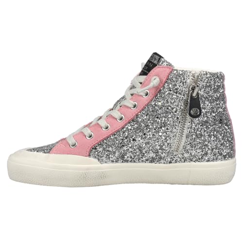 VINTAGE HAVANA Womens Ilana Glitter High Sneakers Shoes Casual - Silver