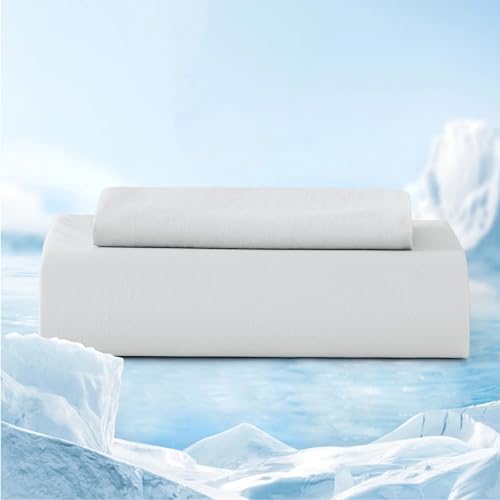 Bedsure Cooling Fitted Sheet Queen, Lyocell Nylon Cooling Fitted Sheet for Hot Sleeper, 3 Pieces, Deep Pocket Up to 16