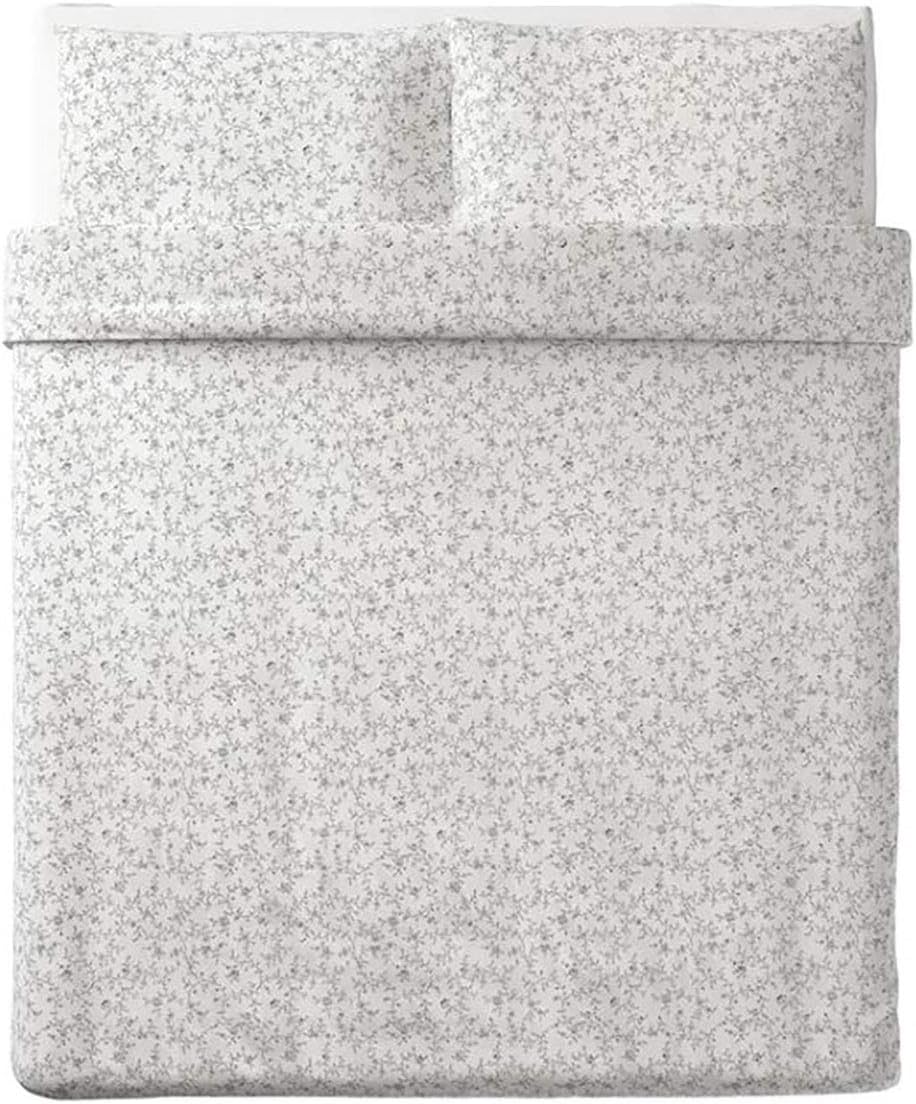 Ikea Kopparranka Duvet Cover and Pillowcase(s) White Dark Gray Full/Queen (Double/Queen) 204.496.59