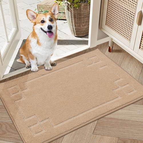 BEQHAUSE Door-Mat Dirt Trapper Entrance Mat Absorbent Low-Profile Non-Slip Welcome Mat Washable Front Dog Door Mat for Muddy Paws,Entryway,Hallway,32