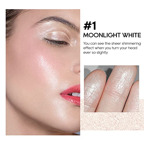Baked Highlighter Powder Palette, Makeup Highlighter Powder Palette Sheer Shimmering Finish Face Highlighters Makeup Iluminadores de Maquillaje #05 Gold Brown