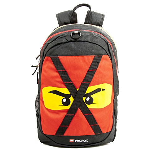 LEGO NINJAGO Future Kids School Backpack Bookbag, for Travel, On-the-Go, Back to School, Boys and Girls, with Adjustable Padded Straps, Red