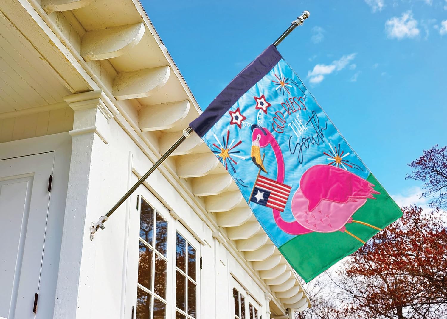 Magnolia Garden God Bless South Patriotic Flamingo 29 x 42 Inch Polyester Garden Flag