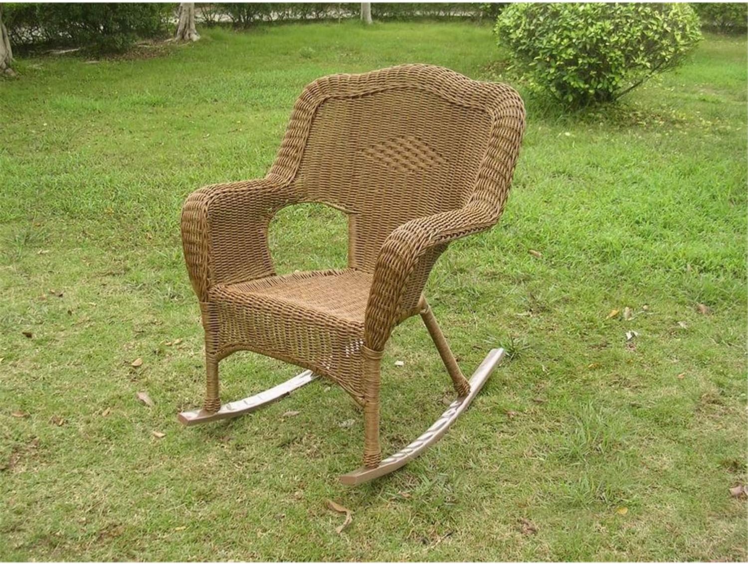 International Caravan Furniture Piece Resin Wicker Camel Back Rocking Chairs (Set of Two)
