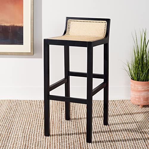 Safavieh Home Collection Saito Black and Natural Low Back Cane 31.5-inch Bar Stool