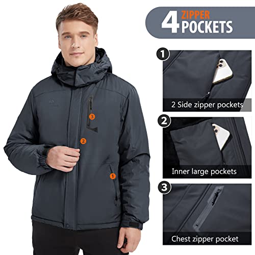 GOLDEN CAMEL Men's Winter Jacket Windproof Ski Snow Jacket Waterproof Thicken Parka Rain Jacket Warm Puffer Coat