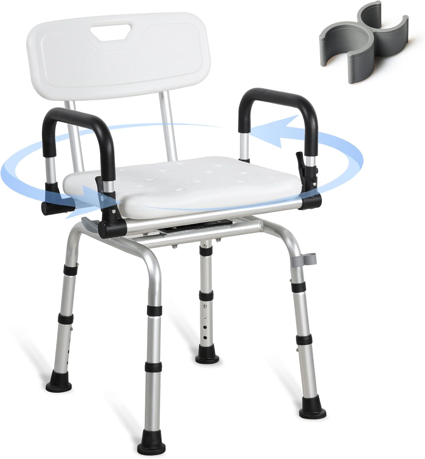 REAQER Swivel Shower Chair 360° Pivoting Bathtub Seat with Arms and Back Narrow Bath Bench for Seniors,Elderly,Disabled and Pregnant Women Adjustable Bath Chair