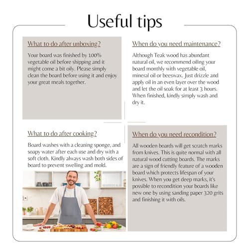 Large End Grain Butcher Block Cutting Board, Thick Teak Wood Cutting Board, Big Reversible Wooden Chopping Serving Board with Juice Groove, 16 x 12 x 1.5 inch