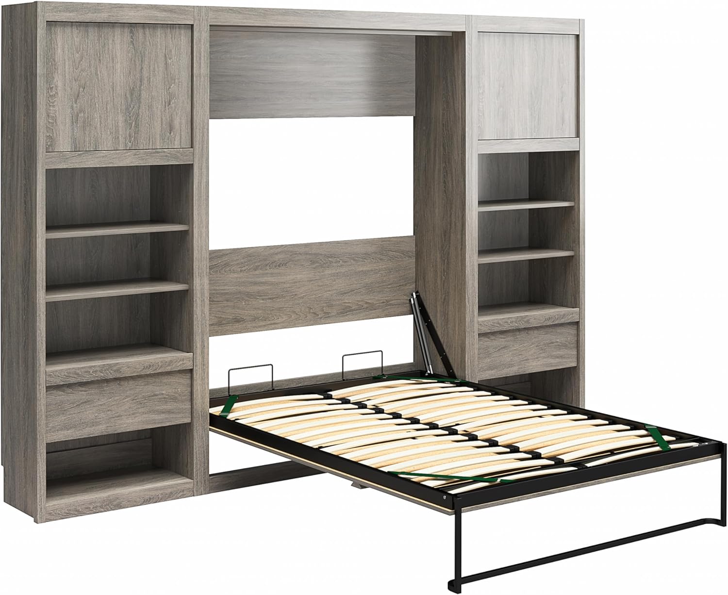 Signature Sleep Paramount Full Wall Bed & 2 Side Cabinet Bundle in Gray Oak